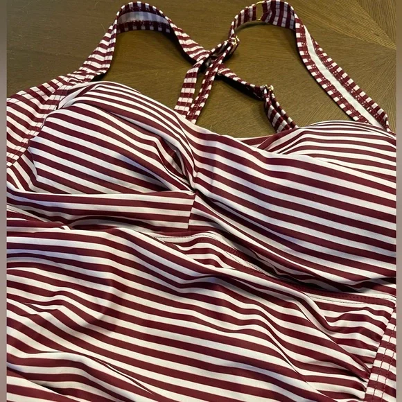 Retro Striped One Piece Swim Suit - Picture 6 of 7